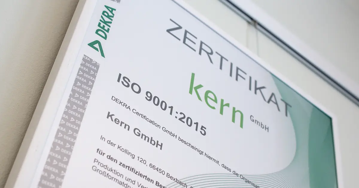 Zertifikat ISO 9001 Qualitätsmanagement